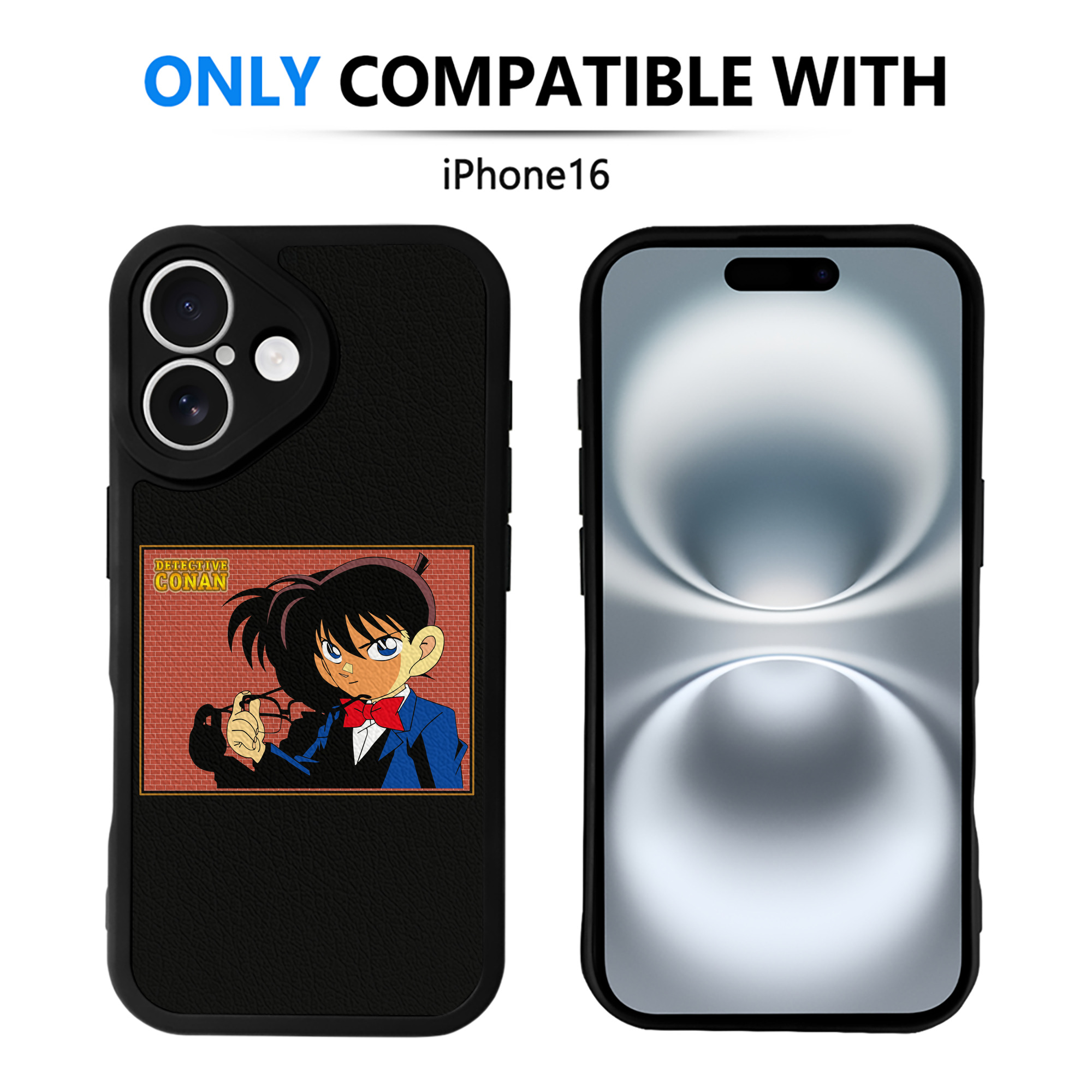 （画像用） 名探偵コナン 江戸川 コナン Detective Conan Conan Edogawa 【iPhone 16シリーズ対応】シリコンスマホケース（レザー調） 材質：シリコン